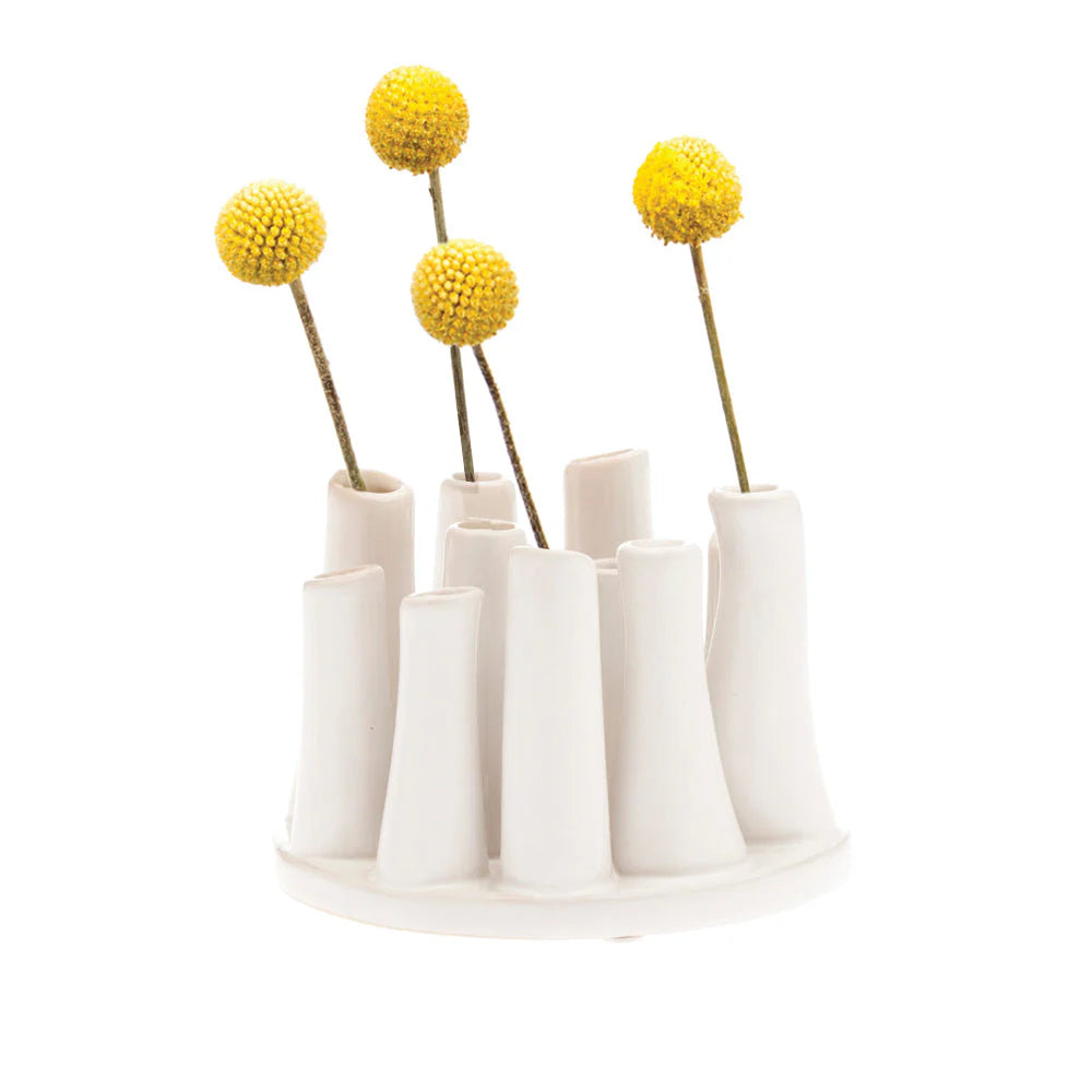 Pooley Round Modern Bud Vase White – Wildflowers