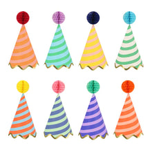 Stripe Party Hats Set of 8 Assorted Colors