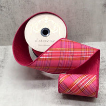  Diagonal Plaid Gold, Red, Pink, White Ribbon 4"