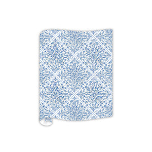 Handpainted Blue Filigree Table Runner