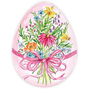 Die Cut Spring Flowers with Pink Bow on Egg Placemat
