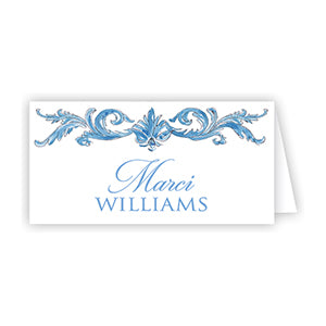 Blue Filigree Place Card