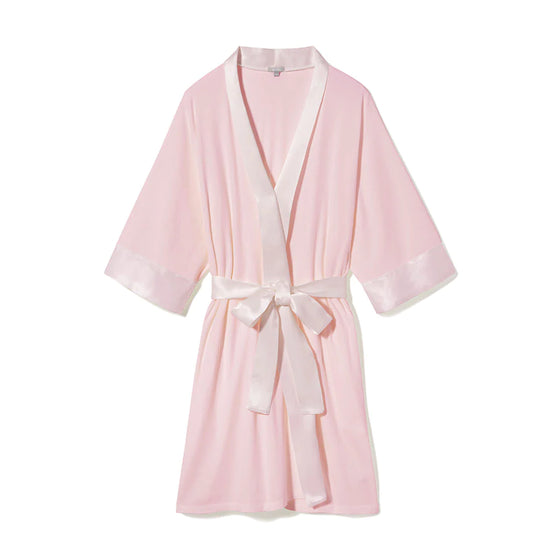 Shala Rib Knit Robe with Satin Trim