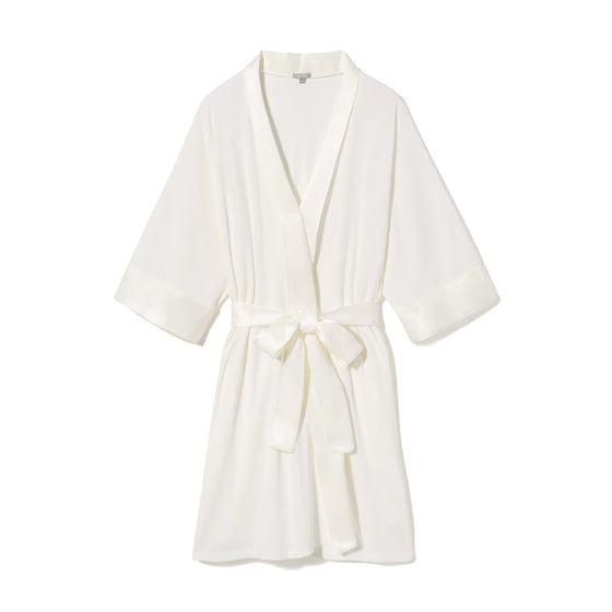 Shala Rib Knit Robe with Satin Trim
