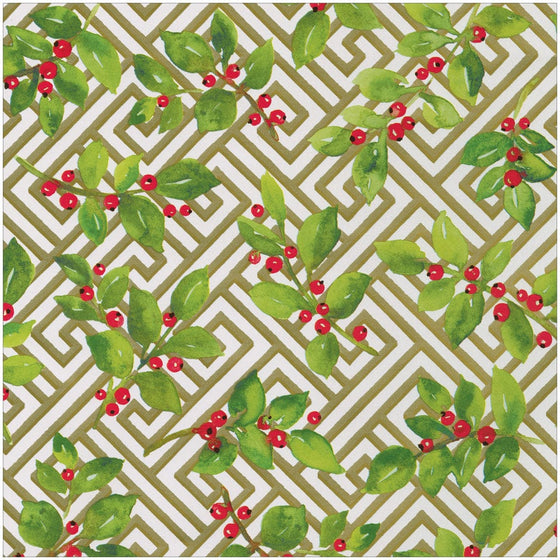 Holly and Fretwork Gift Wrap