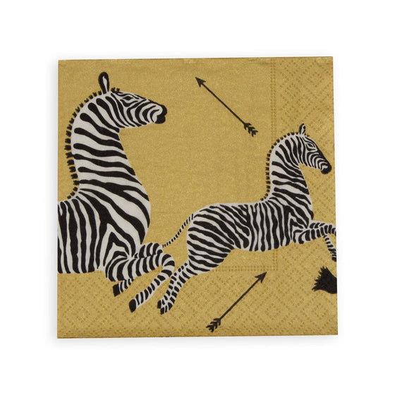 Zebra Gold Cocktail Napkins 20/Pkg