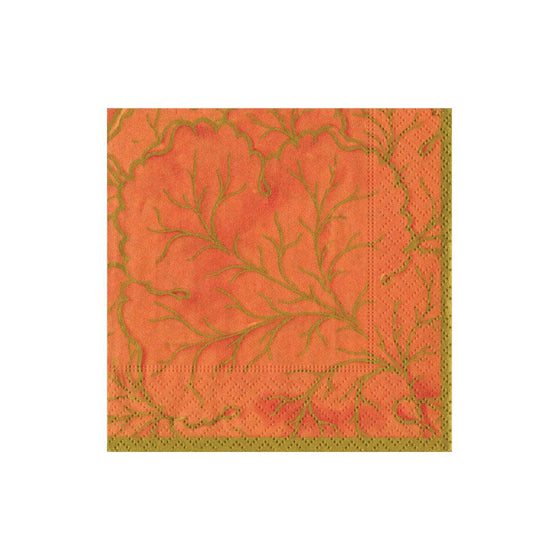Gilded Majolica Coral Cocktail Napkin
