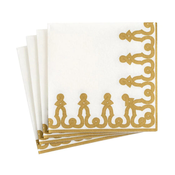 Dessin Gold Cocktail Napkin