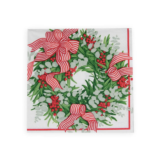 Ribbon Stripe Wreath Luncheon Napkin