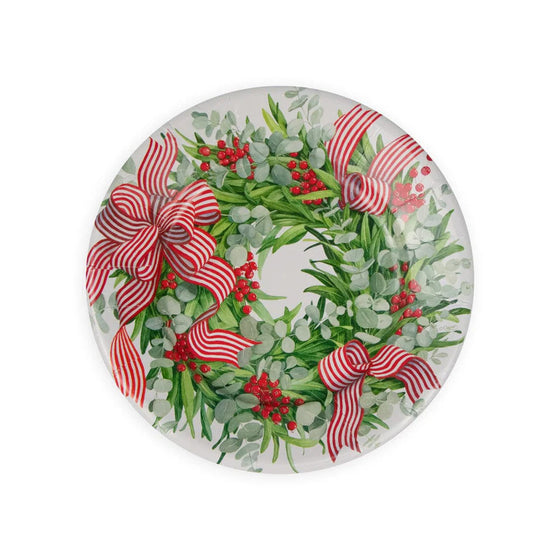 Ribbon Stripe Wreath Dessert Plates