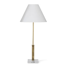  35 Inch Gold Spine Lamp on Crystal Glass Base w/White Shade