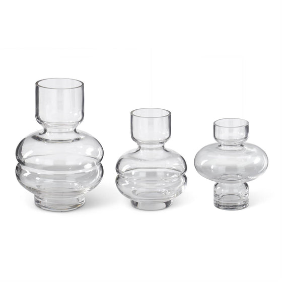 Clear Glass Pot Belly Vases