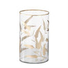 Gold Gilded Leaf Etched Cylinder Glass Vase