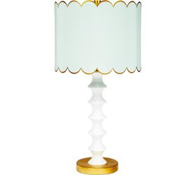 Eloise Gloss White Table Lamp w/ Scalloped Shade