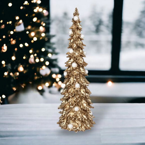 25in Gold Tree w/White Pearls