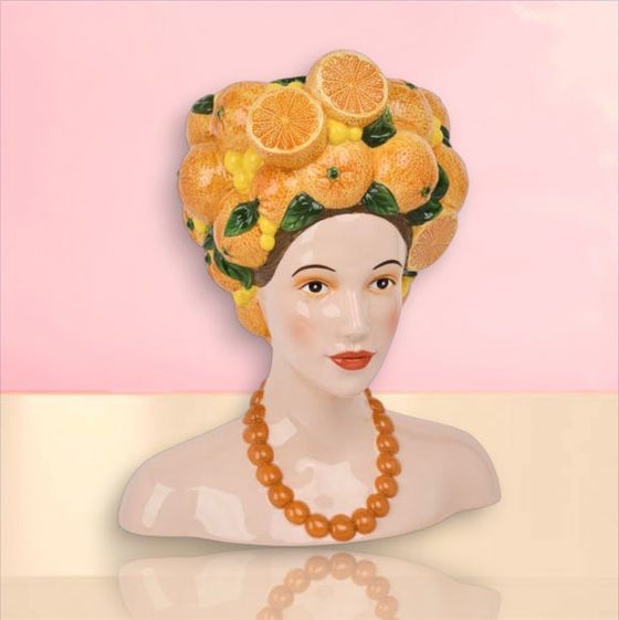 11.5" Lady with Oranges Vase