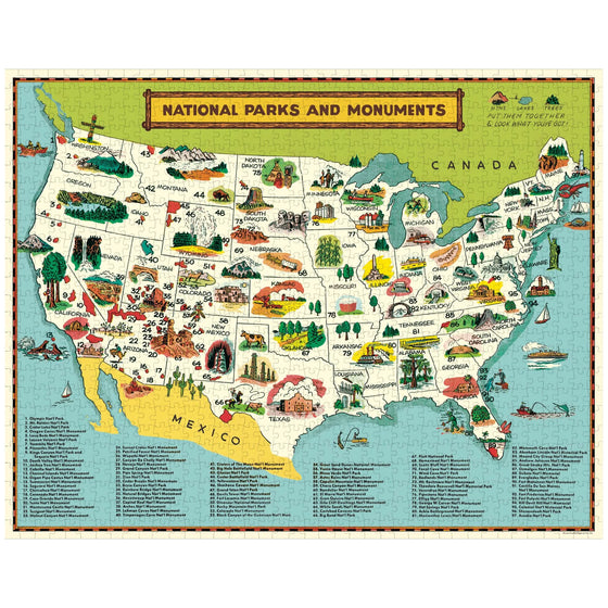 National Parks Map Puzzle 1,000 Pieces