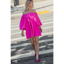  Hot Pink Off the Shoulder Mini Dress