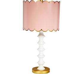 Eloise Gloss White Table Lamp w/ Scalloped Shade