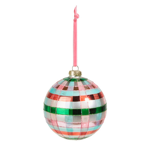 5" Pink and Green Plaid Ornament