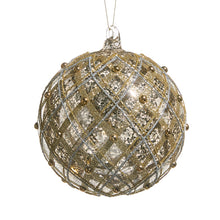  4" Silver and Gold Mercury Glass Ball Ornament
