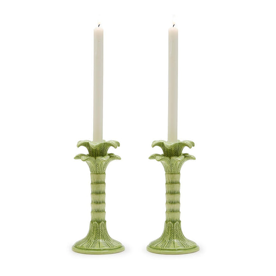 Green Palm Leaf Taper Candlestick