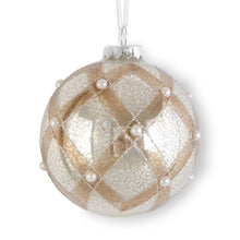  4"Silver & Copper Mercury Glass Ornament w/Pearls