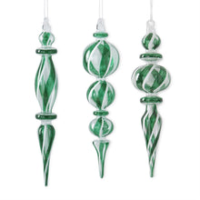  Green White & Clear Glass Swirl