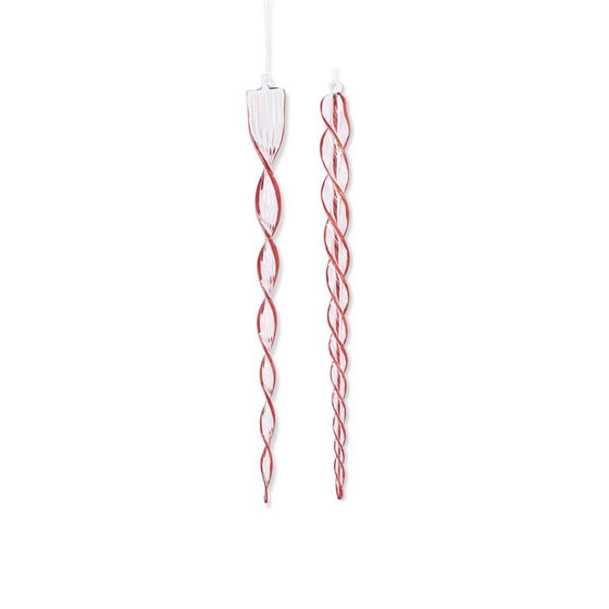 Red & Clear Glass Spiral Ornament