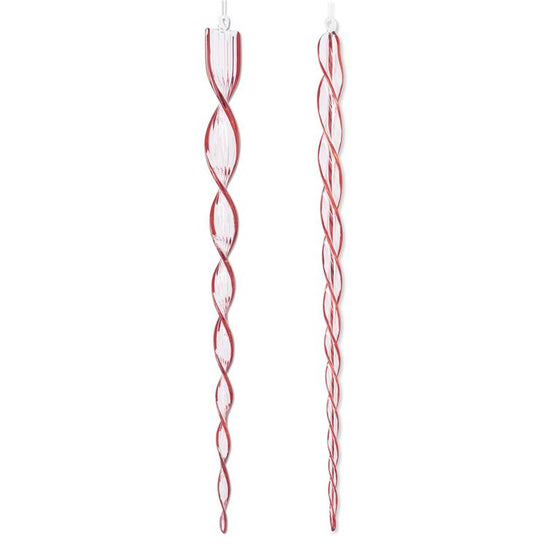 Red & Clear Glass Spiral Ornament