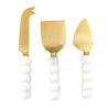 Modern Pop Set of 3 White Beaded Cheese Knives