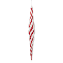  17.5 Inch Red & White Glass Icicle Ornament