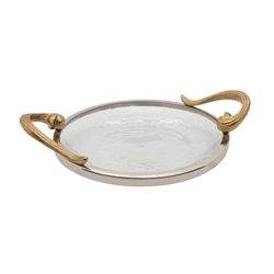 11"Glass Tray with Antler Handles