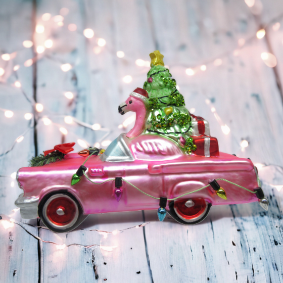 Flamingo in Pink Car Ornament