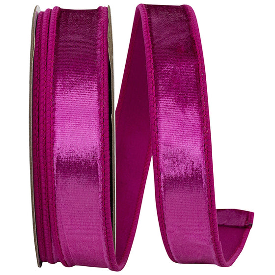 Fuschia Velvet Wired Edge Ribbon 1"