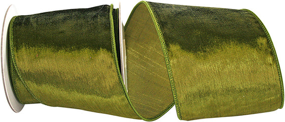 Olive Plush Velvet Ribbon 4"