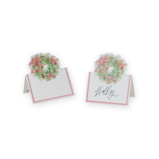 Ribbon Stripe Wreath Place Cards
