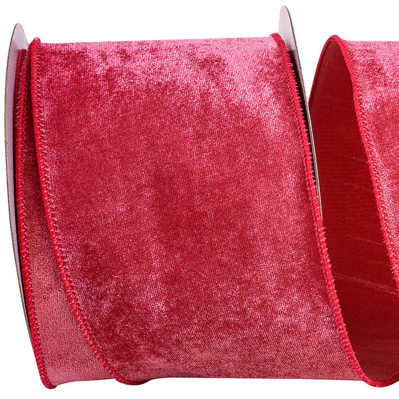 Azalea Pink 4" Wired Velvet Ribbon
