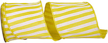  Yellow and White Cabana Stripe Ribbon 4" Price per Yard