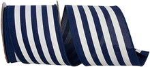  4" Navy and White Stripe Ribbon