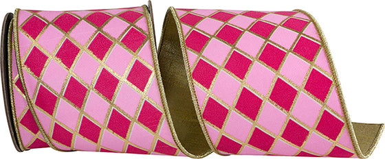 Diamond Pink w/ Metallic Outline Wired Ribbon