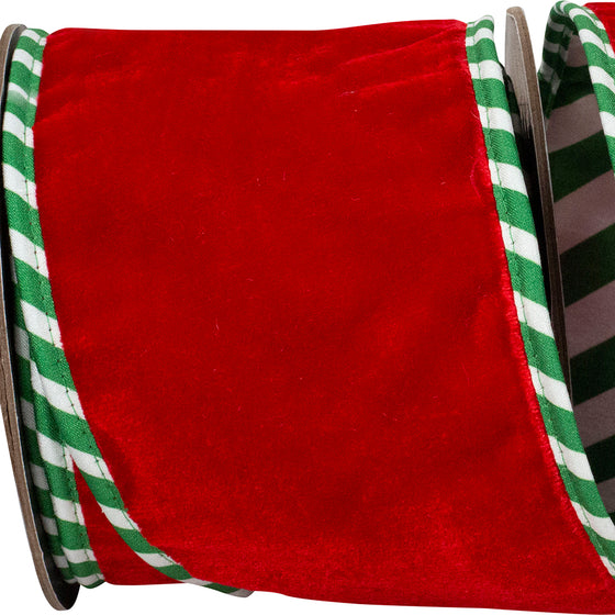 4"Stripe Ticking Red Velvet