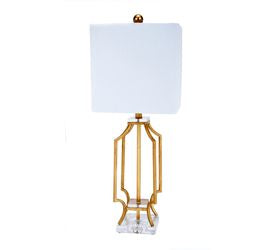 Elise Gold Metal Lamp w/Lucite Base Square Shade