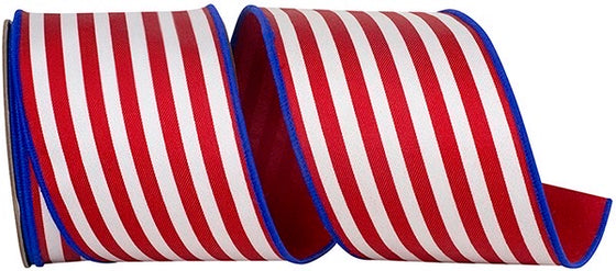 Red and White Striped Twill Deluxe Dupioni