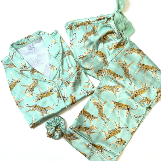 Sage Leopard Pajama Set