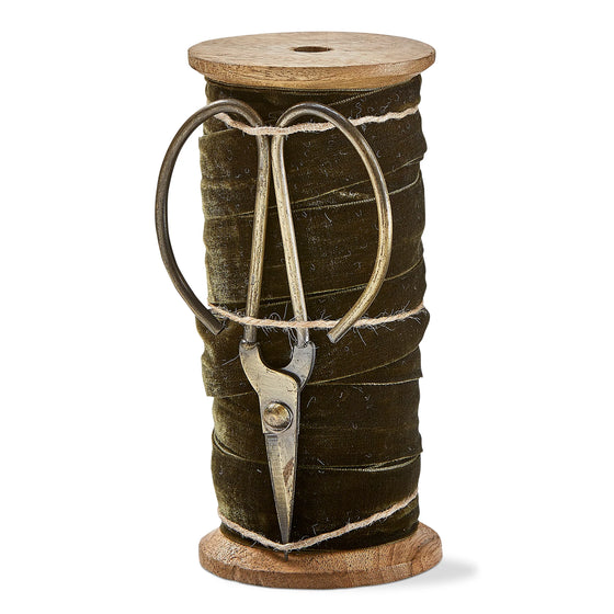 Green Velvet Ribbon with Scissors 5 YDS