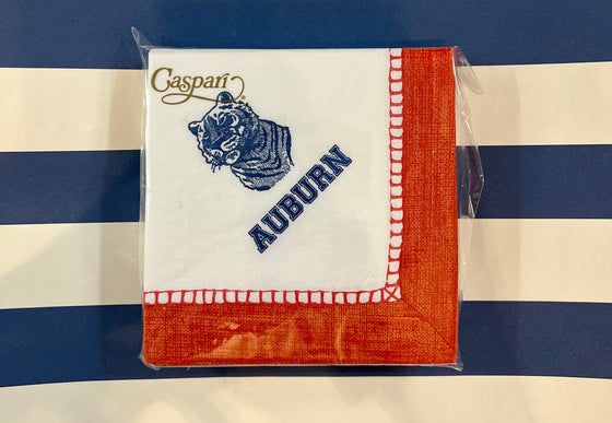 White & Navy Auburn Cocktail Napkin