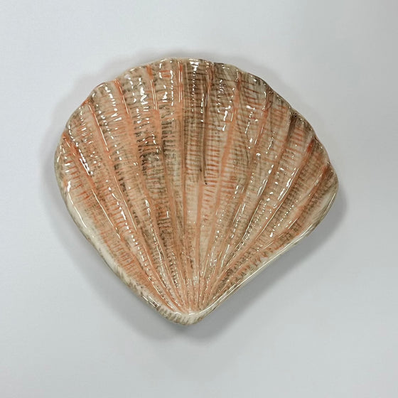 Handpainted 5" x 5" Coral Shell Shaped Dish