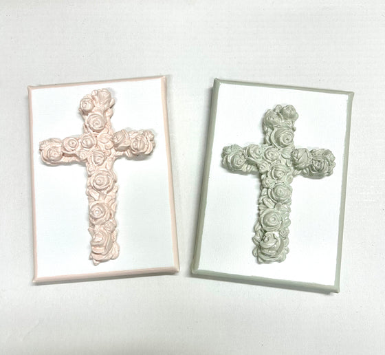 Handmade Flower Cross Art 5x7