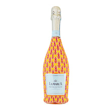  Champagne Bottle Wrap - Yellow Block Print